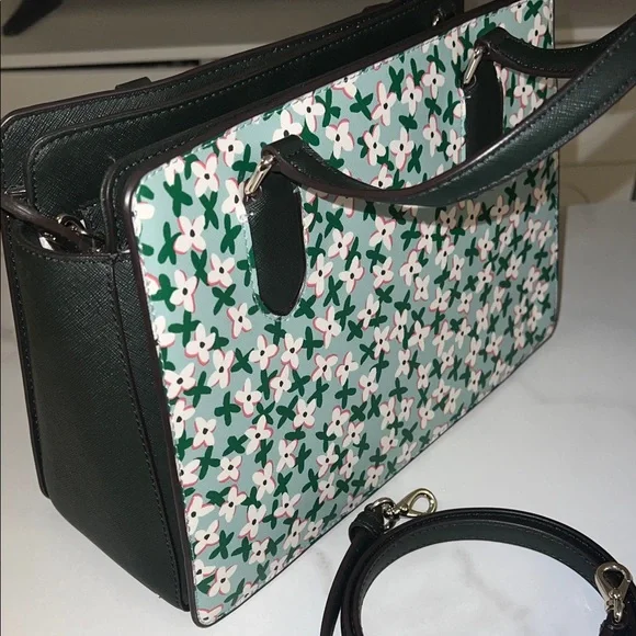 Kate Spade Floral Satchel in Green and White - Picture 4 of 5